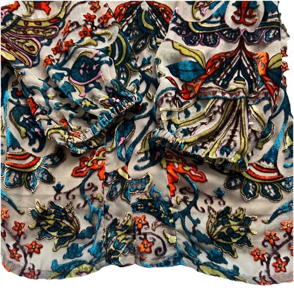 Coldwater Creek Blouse Women LP Floral Velvet Burn Out Pull Over Tunic Boho - Picture 10 of 13